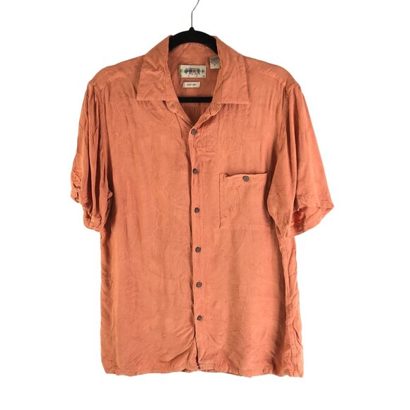 Campia Moda Mens Button-Down Short Sleeve Hawaiian Shirt Orange Size M - Picture 1 of 3